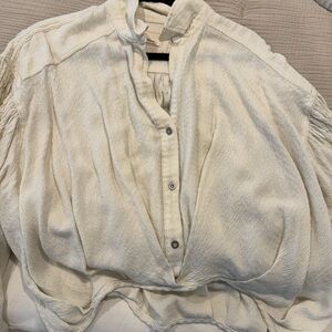 Free People Cream Button-Up Sweater